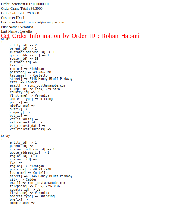 Order Information Rohan Hapani